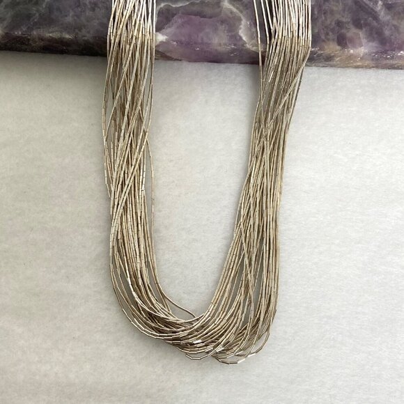 VTG Sterling Silver 925 Beaded Liquid Silver Multi Strand Layered Necklace 20.5" - Picture 3 of 16